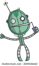 Funny vector robot with berry juice
