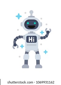 Funny vector robot in flat style on white