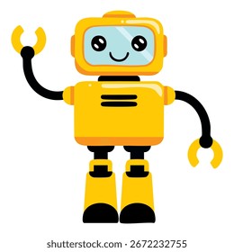 Funny vector robot in flat style isolated on white background, ideal for technology, cartoon, toy, and artificial intelligence themed visuals.