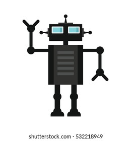 Funny vector robot in flat style isolated on white background