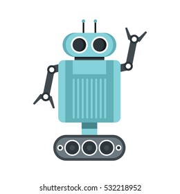 Funny vector robot in flat style isolated on white background