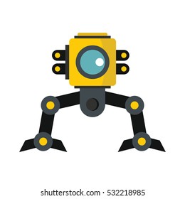 Funny vector robot in flat style isolated on white background