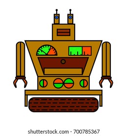 Funny vector robot in flat style isolated on white background eps10