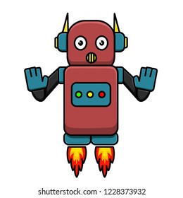 Funny vector robot isolated on white background
