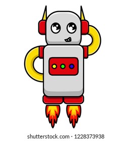 Funny vector robot isolated on white background