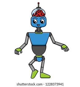 Funny vector robot isolated on white background