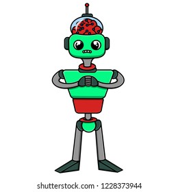 Funny vector robot isolated on white background