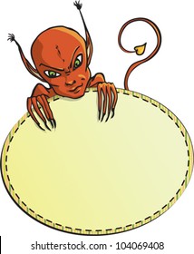 Funny vector scope green devil for your text information
