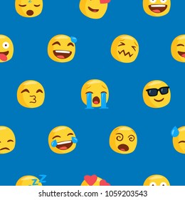 Funny vector seamless background with emojis. Ready for printing on textile and other seamless design.