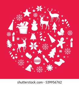 Funny vector set of Christmas and New Year icons.Design illustration image background