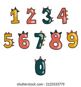 Funny vector set with dino numbers