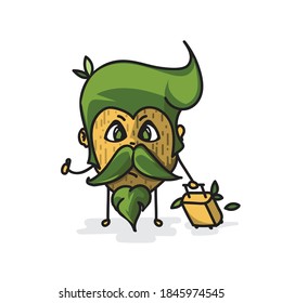 Funny Vector Tree Mascot Illustration.