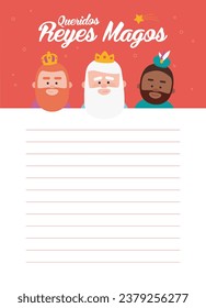 Funny vectorized letter. Dear wise men, written in Spanish
Kings of orient vectors
