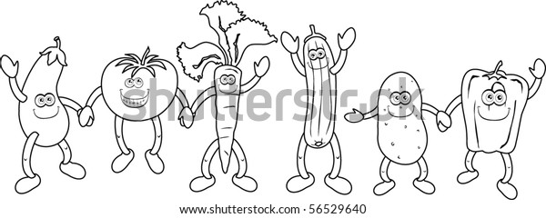 Funny Vegetable Black White Color Will Stock Vector (Royalty Free) 56529640