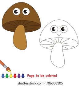 Funny Vegetable Brown Mushroom to be colored, the coloring book for preschool kids with easy educational gaming level.