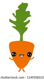 Funny vegetable Cartoon isolated characters on white background illustration. Funny vegetable face icon. Orange cute carrot.Vector illustration.