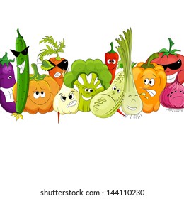funny vegetable cartoon isolated on white
