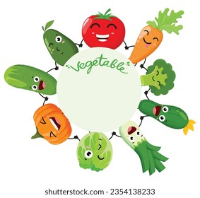 Funny vegetable cartoon, isolated on white background