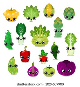 funny vegetables faces set, social media icons