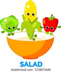 Funny vegetables in fresh salad