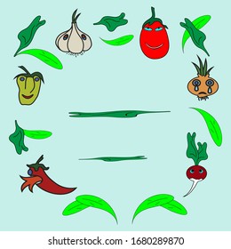 
funny vegetables on a blue background