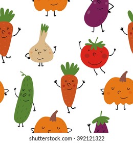 Funny vegetables Seamless pattern