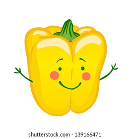 Funny vegetables vector icon set, paprika