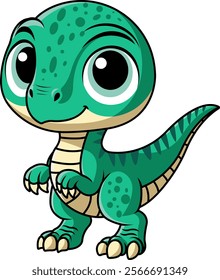 Funny Velociraptor Dinosaur Cartoon Character Illustration