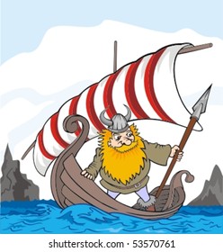 funny viking in boat