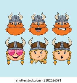 Funny viking cartoon face vector art