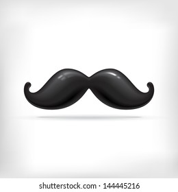 Funny vintage cartoon mustache. Bubble styled black mustache logo template.