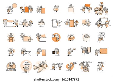 Funny Vintage Comic Old Granny - Various Concepts Vector illustrations