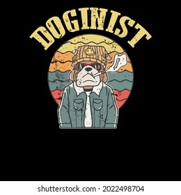 funny vintage dogs lovers saying doginist apron design vector illustration for use in design and print wall art poster canvas