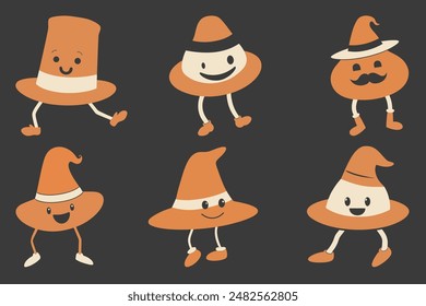 Funny Vintage Halloween Character Hat Vector Design