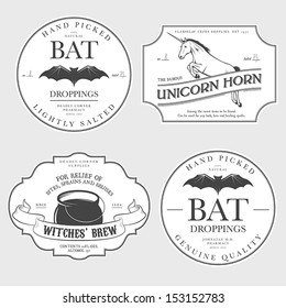 Funny vintage Halloween potion labels