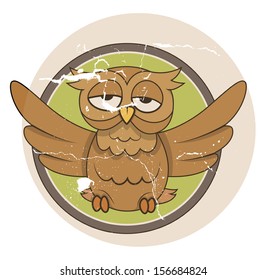 funny vintage owl - Halloween vector illustration