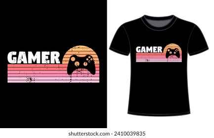 Funny Vintage Retro Gaming T-Shirt Design, Gaming, Gamer