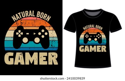 Funny Vintage retro gaming t-shirt design, gaming, gamer