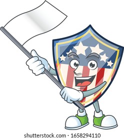 Funny vintage shield badges USA cartoon character design with a flag