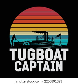 Funny Vintage Tugboat Captain funny t-shirt design