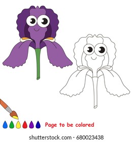 Funny Violet Iris to be colored, the coloring book for preschool kids with easy educational gaming level.