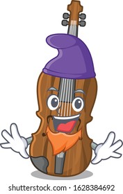 Funny violin cartoon mascot performed as an Elf