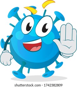 funny virus character says to stop now