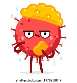 Funny virus in shower vector cartoon character isolated on a white background.
