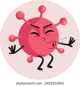 
Funny Virus Vector Character Sneezing Feeling Sick. Sick pathogen agent suffering from respiratory medical condition
