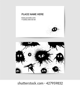 Funny visit cards with faces of blots