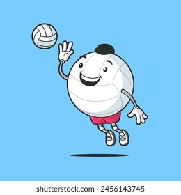 Funny volleyball mascot vector cartoon illustration