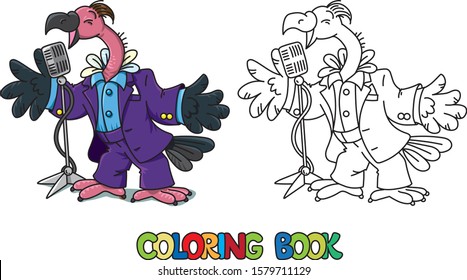 Funny vulture singer or vocalist ABC coloring book