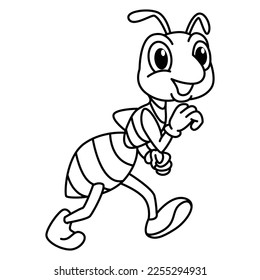 Graciosa andadura de caricatura de personajes de la ilustración vectorial. Para los niños coloreando el libro.