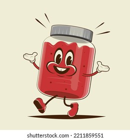 funny walking cartoon glass of jam